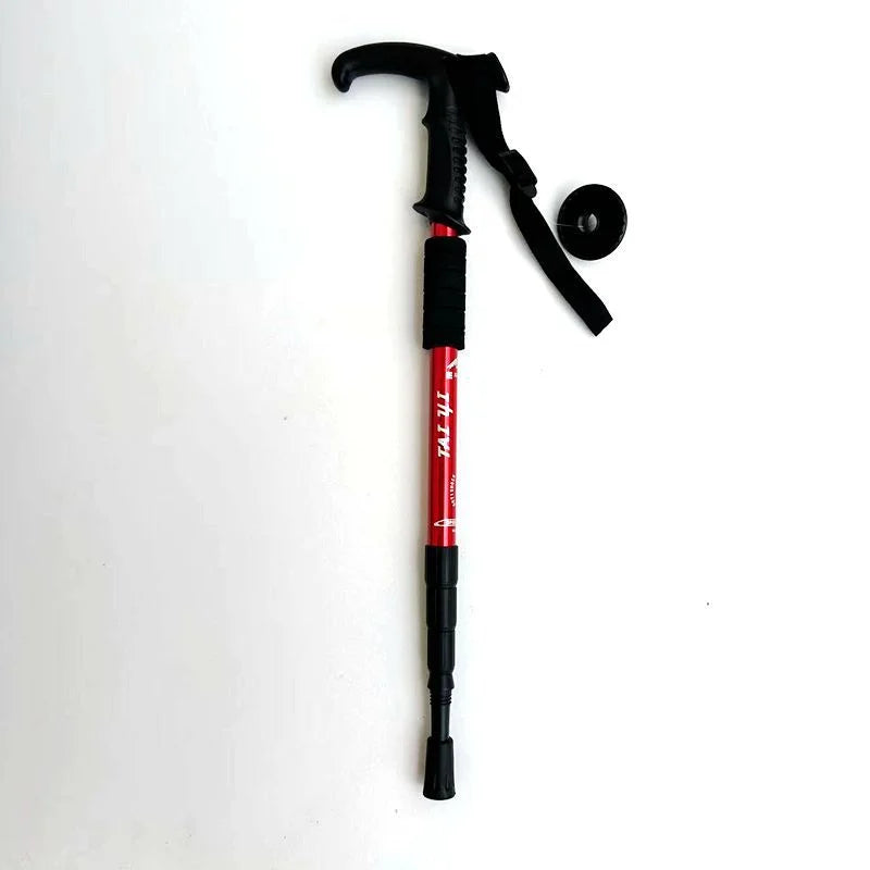 Ultra-Light Titanium Alloy Hiking Cane Anti-Slip Mountain Climbing Stick Outdoor Travel Walking Stick Shock Absorption System