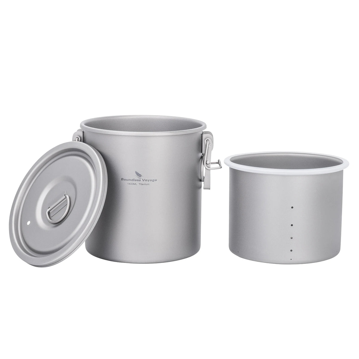 Boundless Voyage Titanium Rice Cooker Pot Ultralight Camping Cookware Set for Outdoor, Hiking, Travelling Ti-2093c