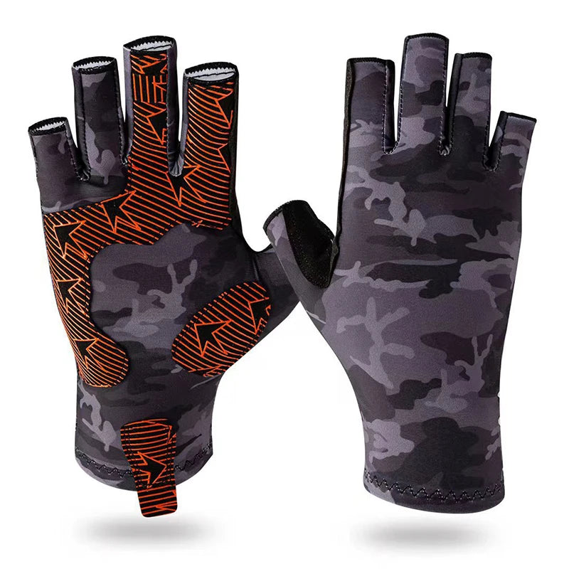 Fishing Gloves UV-resistant and Anti-slip Gloves Sun-protective Half-finger Outdoor Sea Fishing Sports Gloves