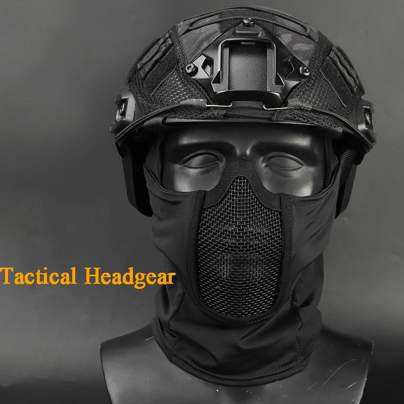 Outdoor Hunting Face Mask Steel Mesh Breathable Tactical CS Airsoft Shooting Balaclava Headwear Headscarf Motorcycle Headgear