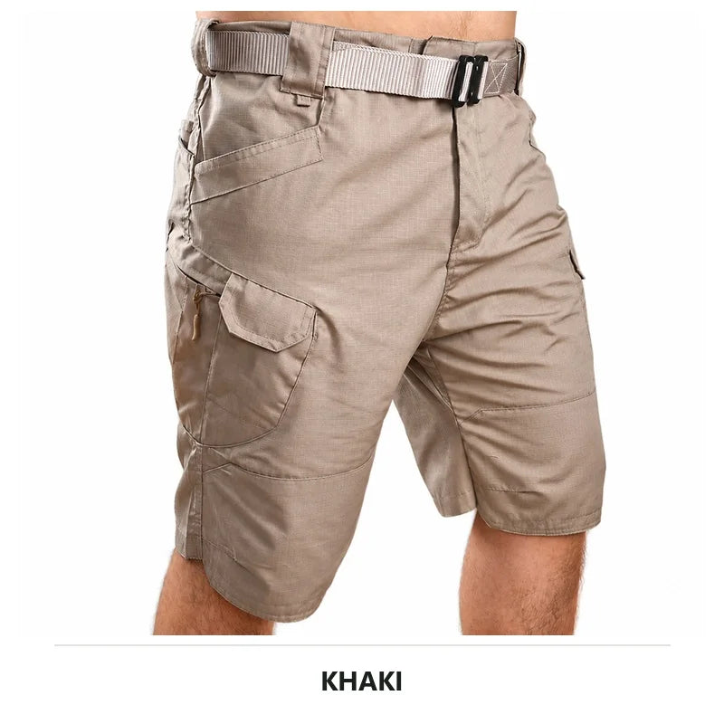 IX7 Men Tactical Cargo Shorts Summer Waterproof Multi Pocket Urban Outdoor Hiking Camping Workwear Plus Size Shorts