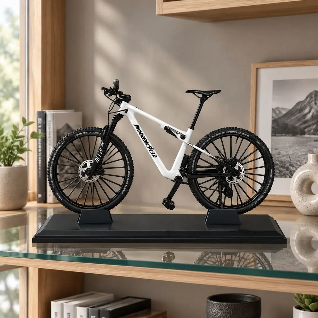 European bikes 1:8 Alloy Mountain Bike Model With Base Features Realistic Gears Dual Suspension Perfect for Cycling Enthusiasts