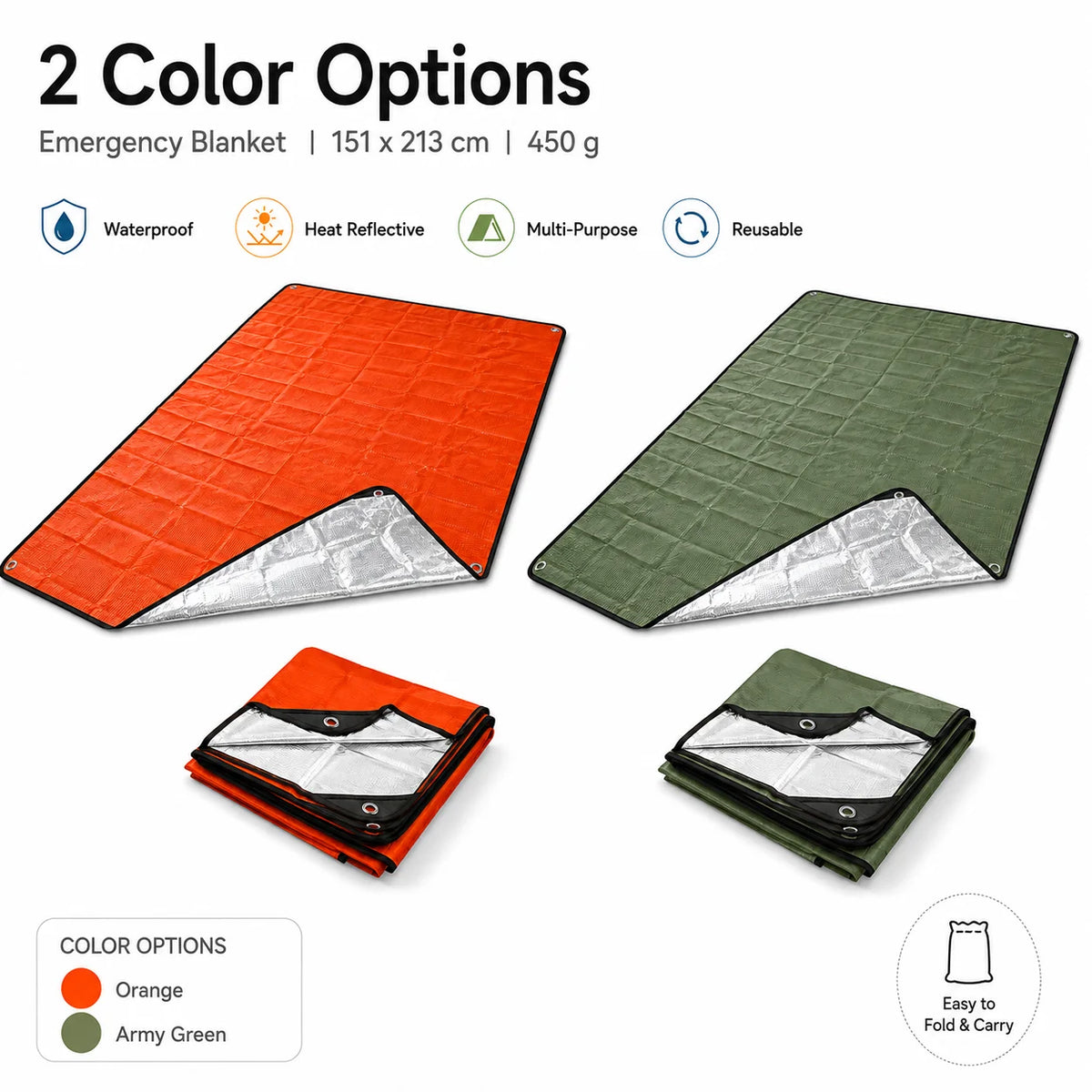 Emergency Thermal Blanket Waterproof Survival Tarp Thickened PE Heat‑Reflective Shelter for Camping Hiking Outdoor Emergency