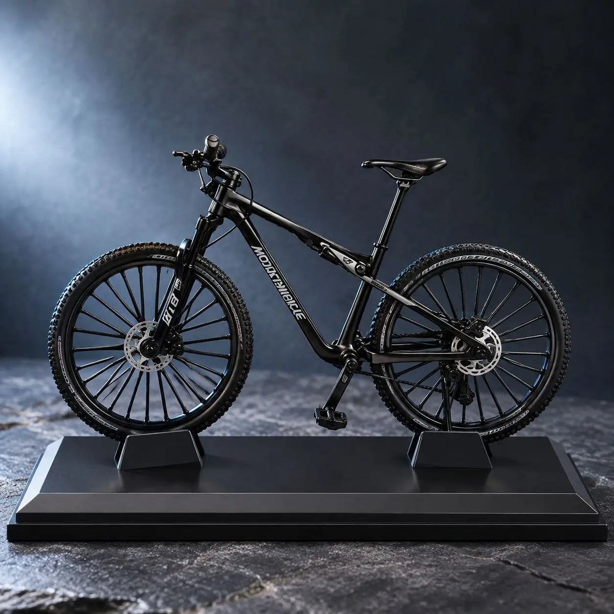 European bikes 1:8 Alloy Mountain Bike Model With Base Features Realistic Gears Dual Suspension Perfect for Cycling Enthusiasts