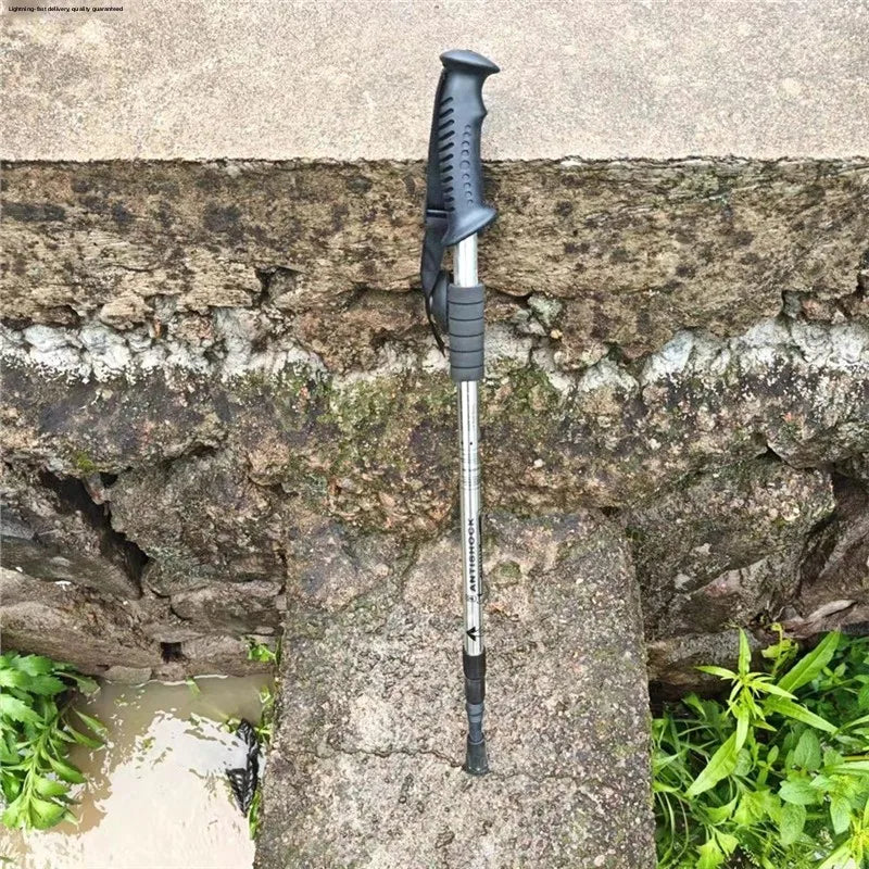 Ultra-Light Titanium Alloy Hiking Cane Anti-Slip Mountain Climbing Stick Outdoor Travel Walking Stick Shock Absorption System