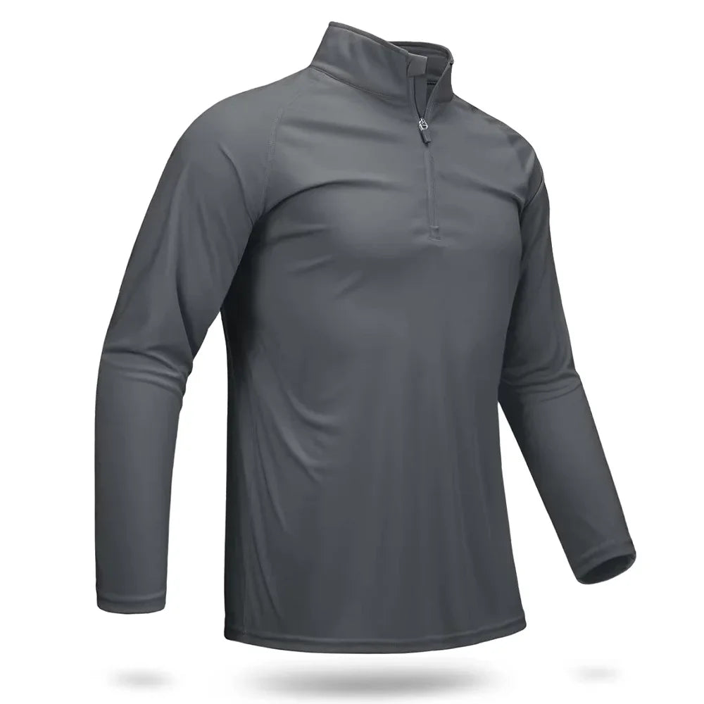 TACVASEN UPF 50+ T-Shirts Men's 1/4 Zip UV Protection Long Sleeve T-Shirts Fishing Hiking Performance Tee Shirts Pullover Tops