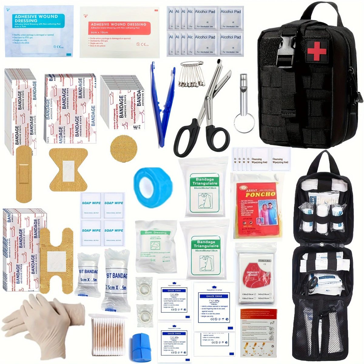 150pcs Universal First Aid Kit for Home, Travel, Outdoor & Emergency. Compact & Complete. Fast Delivery!