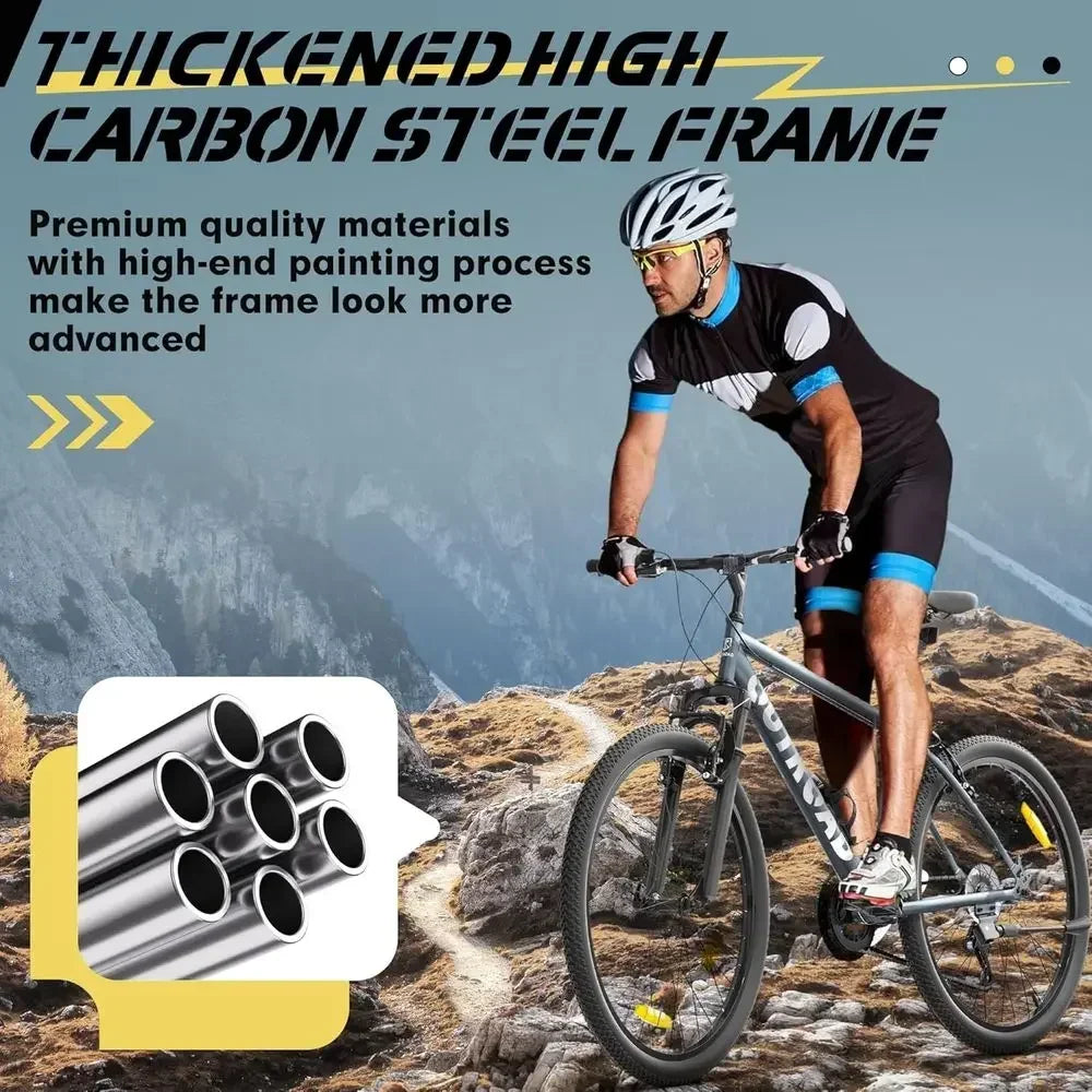 26 Hardtail Mountain Bikes, 7-Speed Drivetrain, Front Suspension, Wide-Wheel Commuter Bikes, Dual Disc Brakes