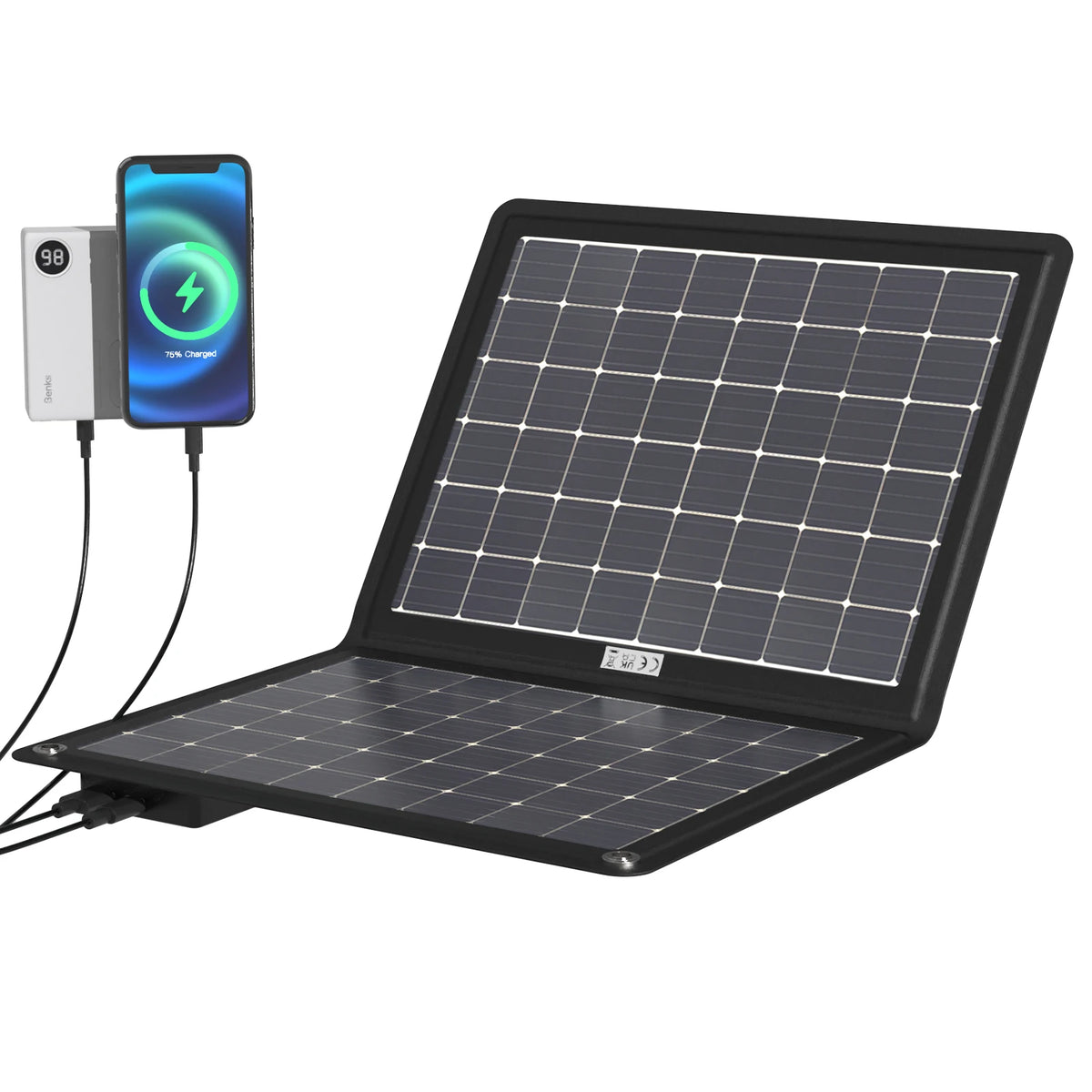 Foldable Solar Panel 15W with 5V/3A USB Type-C Output Portable Solar Charger for Phone Backpacking Camping Hiking