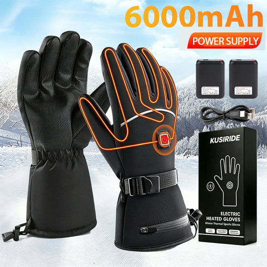 New Heated Gloves for Men Women 6000mAh Rechargeable Electric Heating Gloves Skiing Snowboarding Hiking Motorcycle Gloves