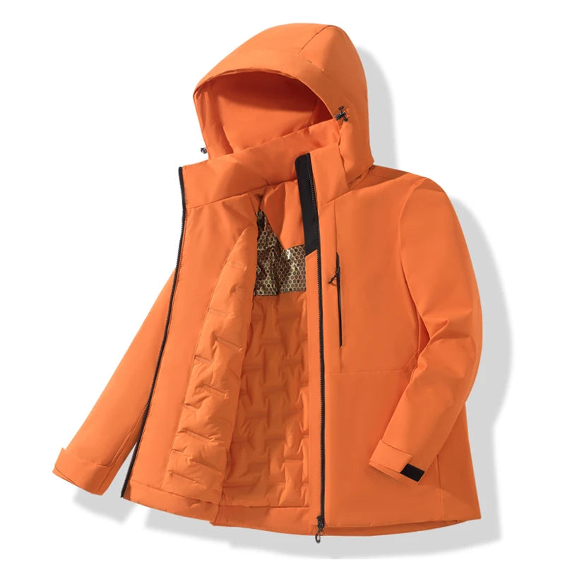 JNLN Unisex Waterproof Fleece Jackets Winter Windproof Thermal Windbreaker Men Women Hiking Camping Skiing Climbing Raincoat