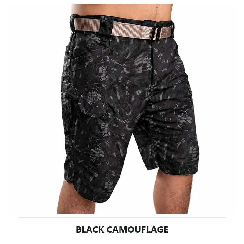 IX7 Men Tactical Cargo Shorts Summer Waterproof Multi Pocket Urban Outdoor Hiking Camping Workwear Plus Size Shorts