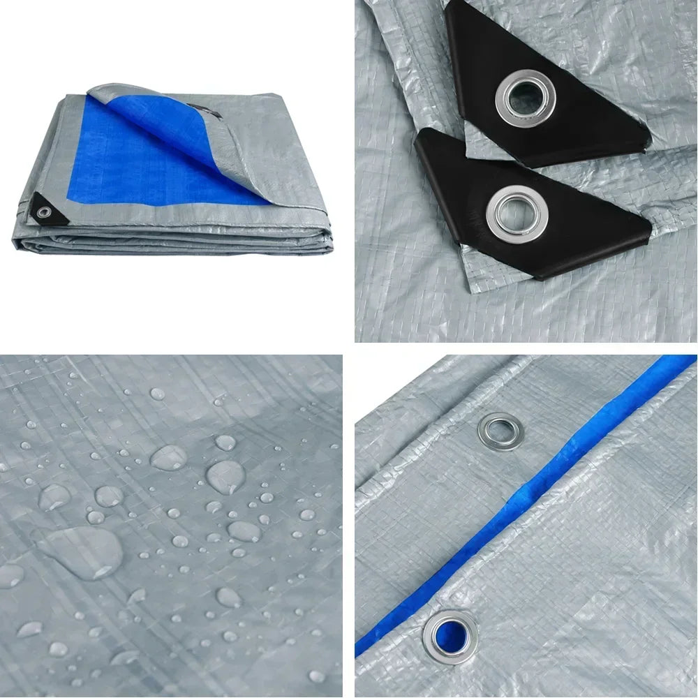 Waterproof Sunshade Tarp Multipurpose Protective Cover for Emergency Rain Shelter Camping Tent Large Tarpaulin with Eyelets