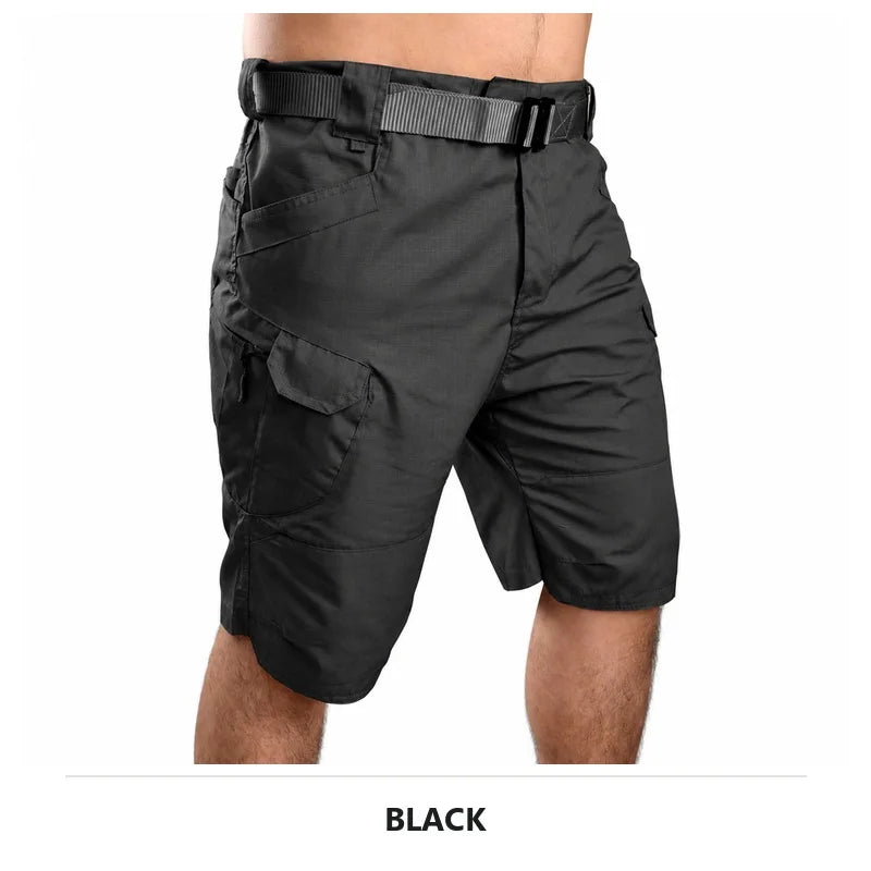 IX7 Men Tactical Cargo Shorts Summer Waterproof Multi Pocket Urban Outdoor Hiking Camping Workwear Plus Size Shorts
