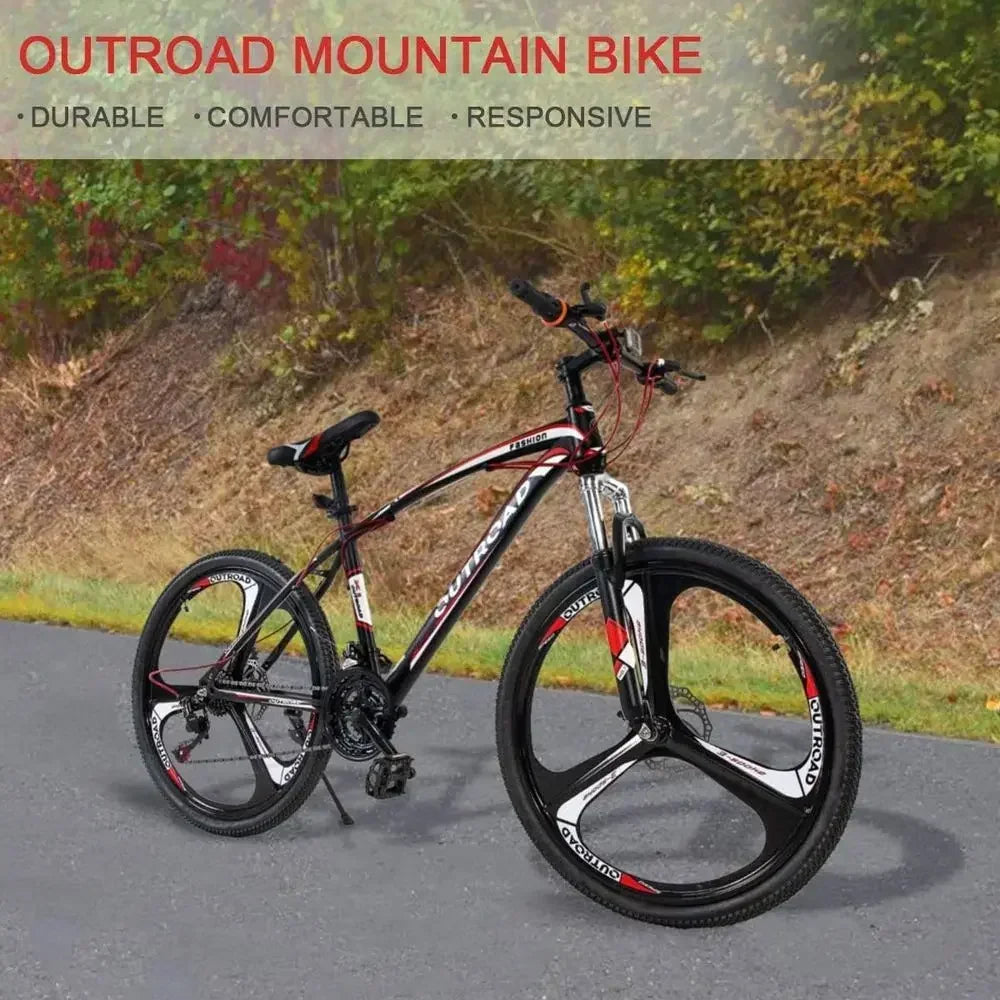 26 7/21-Speed Mountain Bike, High-Carbon Steel Frame, Dual Disc/V Brakes, Adjustable Seat for Men & Women