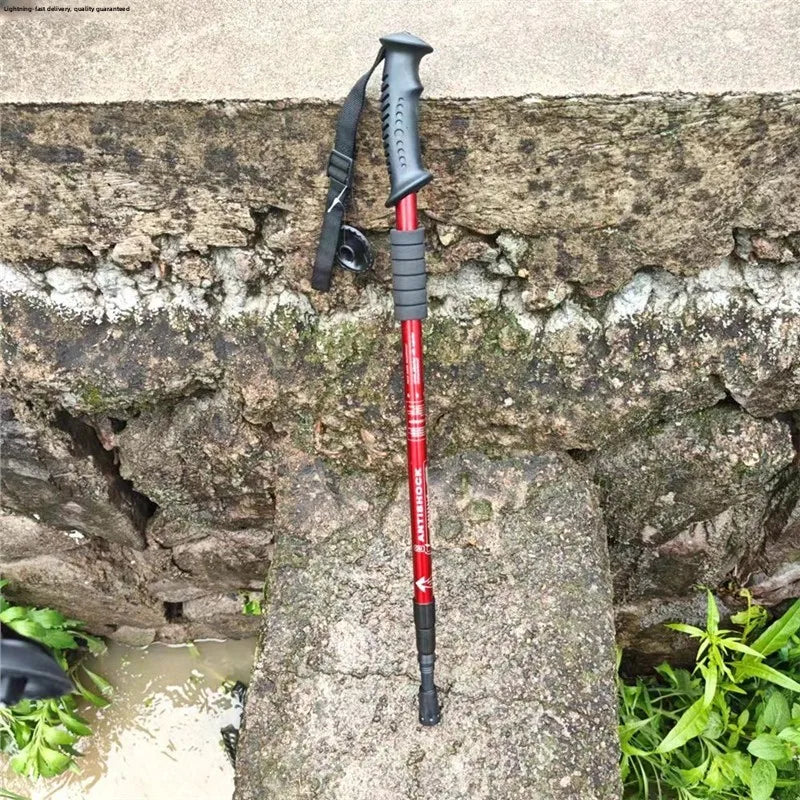Ultra-Light Titanium Alloy Hiking Cane Anti-Slip Mountain Climbing Stick Outdoor Travel Walking Stick Shock Absorption System