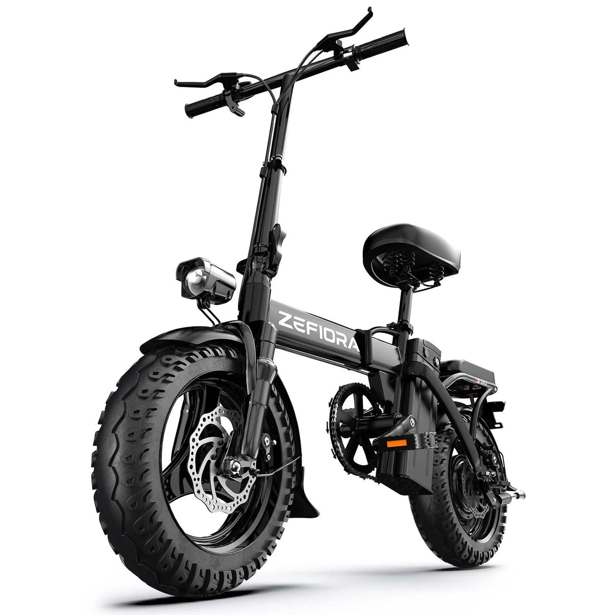 Fat Tire Folding Electric Bike for Adults, ZEFIORA 14 Inch Mini Ebike 10AH 500W Motor 48V Detachable Battery, 25-32 Miles Range, Portable Compact Commuter Bicycle, Suspension Fork, Disc Brake, LED Headlight, Fenders, City Ebi