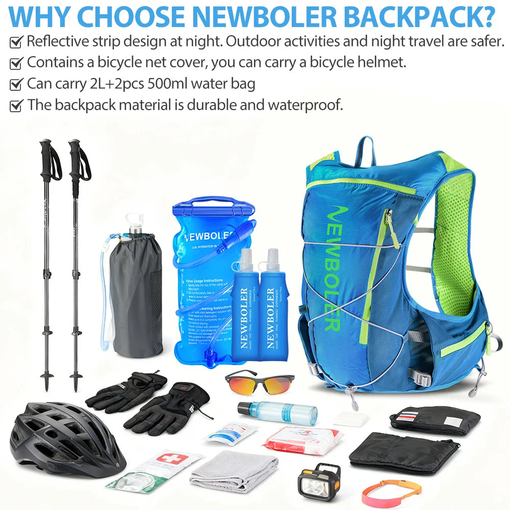NEWBOLER Running Hydrating Vest Backpack  Cycling Hydration Vest Running Backpack Hiking Marathon Hydrating Bicycle Sports Vest