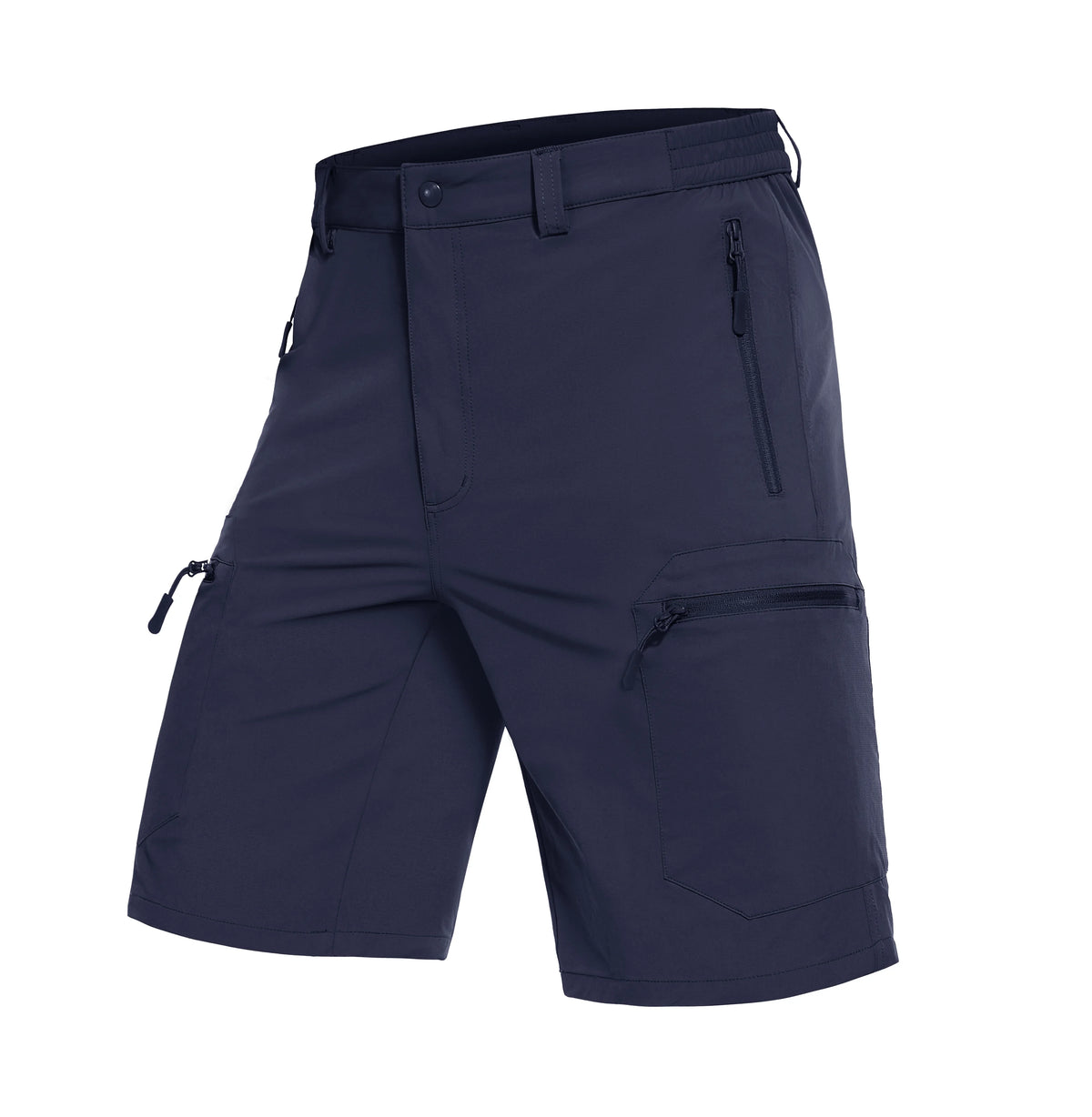 Men's Shorts Quick Dry Lightweight Hiking Cargo Golf Short Water Resistant Elastic Waist Shorts with 5 Zip Pockets
