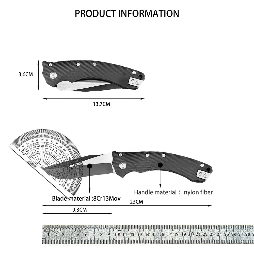 High-Quality MSI Pocket Folding Knife with 8Cr13Mov Blade and Nylon Fiber Handle—Fishing, Survival, Camping, and Hiking Tool; Outdoor Jungle Pocket Knife; Gift