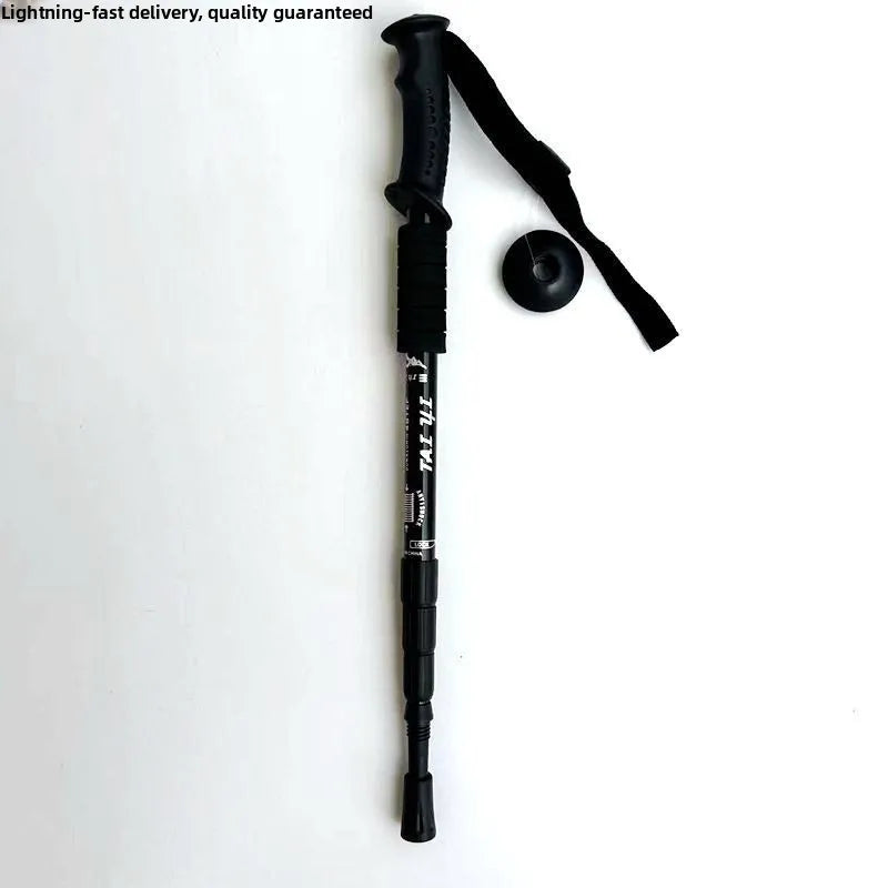 Ultra-Light Titanium Alloy Hiking Cane Anti-Slip Mountain Climbing Stick Outdoor Travel Walking Stick Shock Absorption System