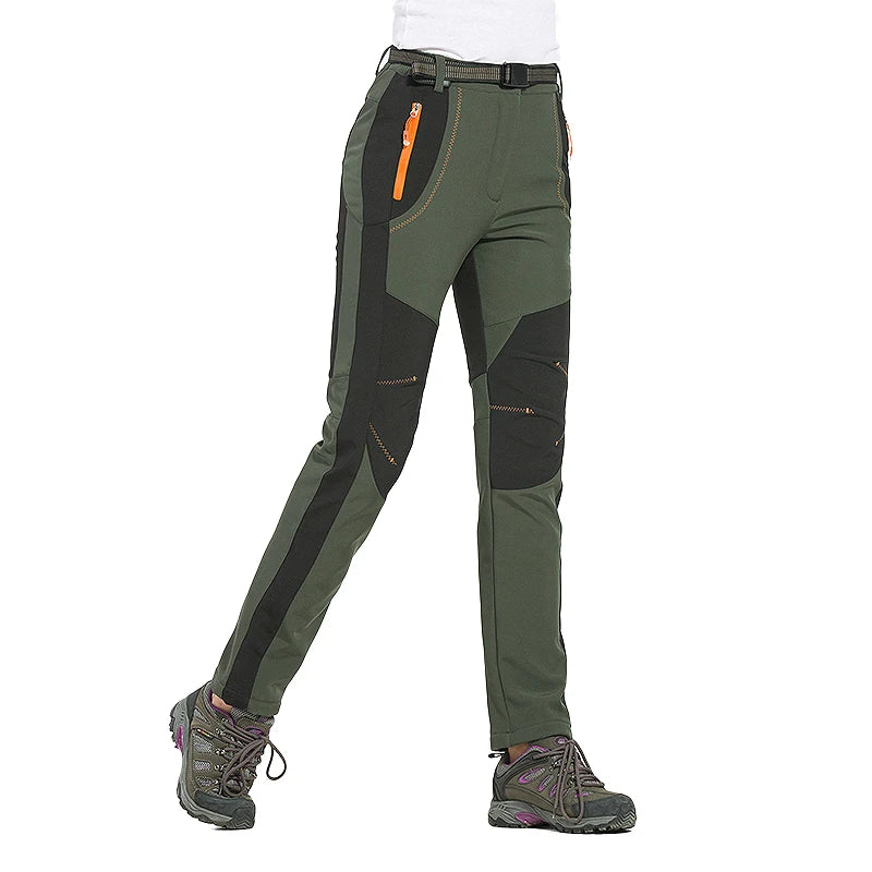 LNGXO Thick Warm Fleece Winter Pants Women Waterproof Hiking Trekking Camping Skiing Soft Shell Pants Outdoor Windproof Trousers