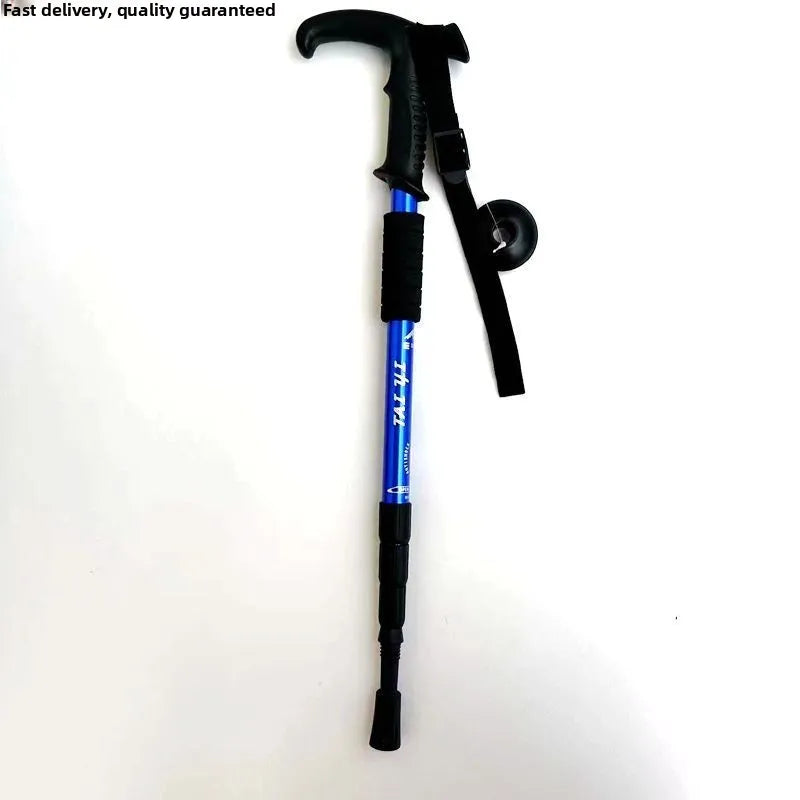 Ultra-Light Titanium Alloy Hiking Cane Anti-Slip Mountain Climbing Stick Outdoor Travel Walking Stick Shock Absorption System