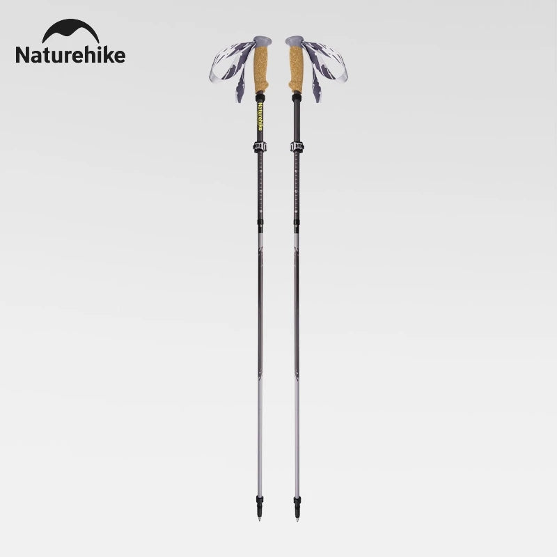Naturehike 5-EXT 5 Section Carbon Fiber Hiking Staff for Mountain Climbing Outdoor Travel Ultralight Folding Walking Sticks 2025