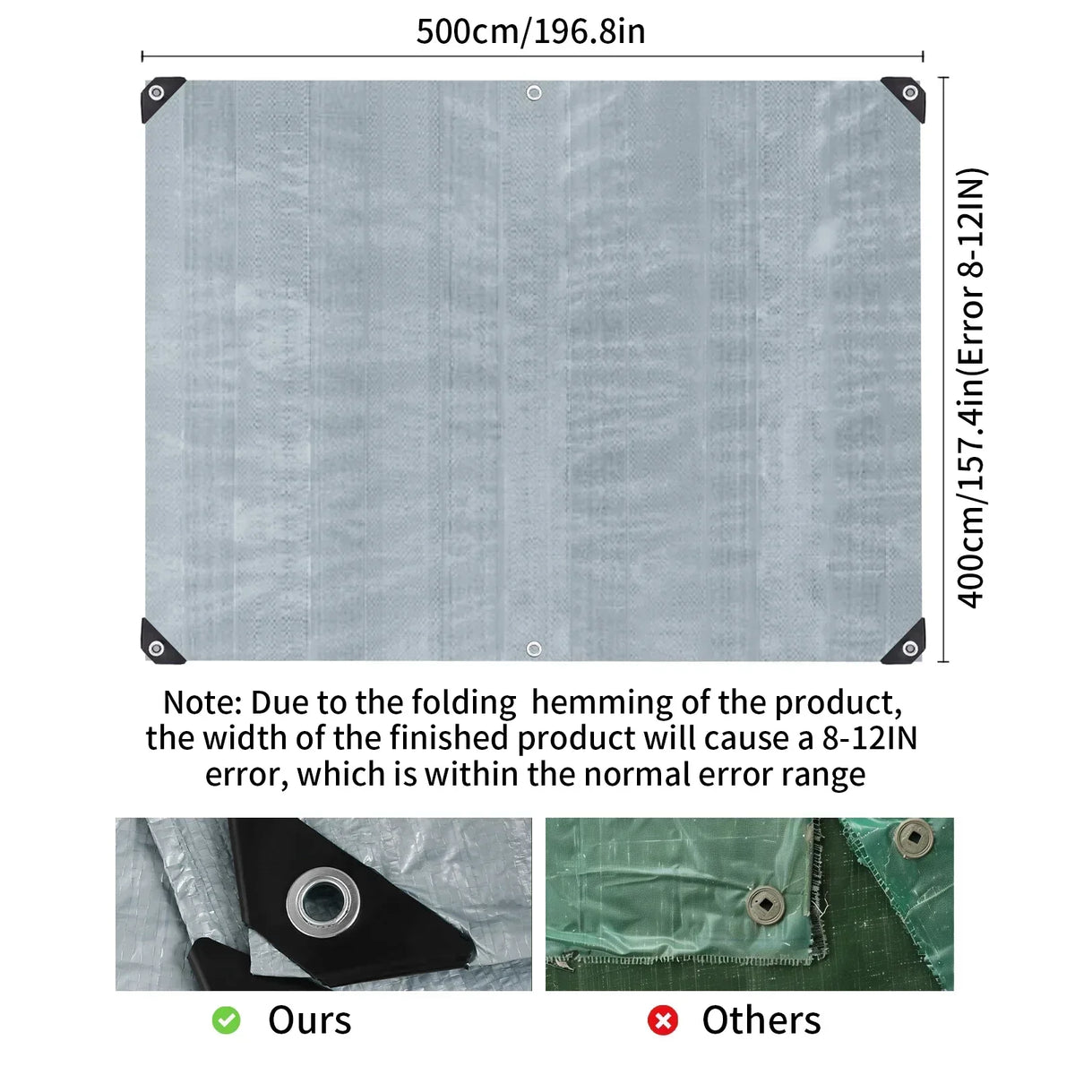 Waterproof Sunshade Tarp Multipurpose Protective Cover for Emergency Rain Shelter Camping Tent Large Tarpaulin with Eyelets