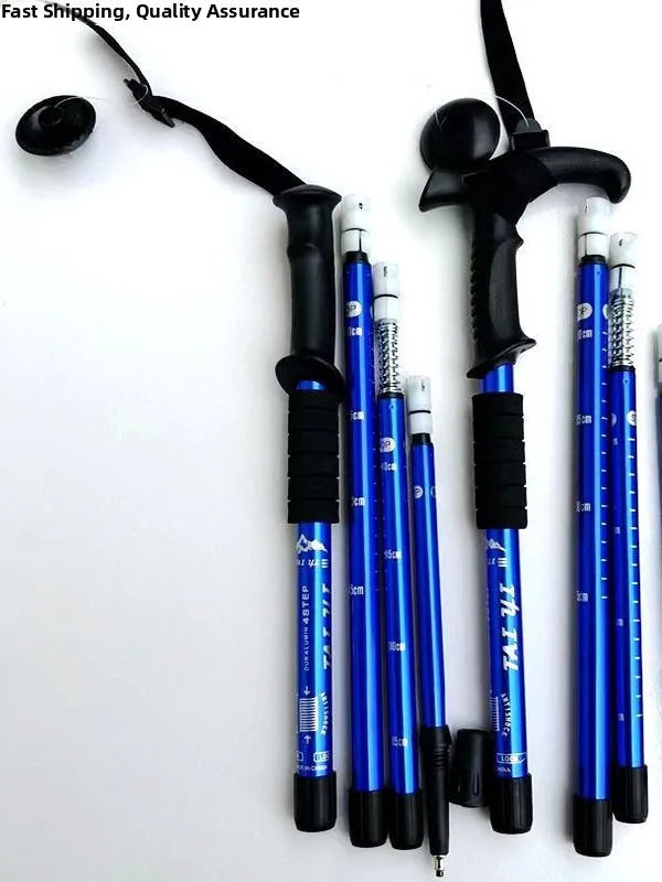 Ultra-Light Titanium Alloy Hiking Cane Anti-Slip Mountain Climbing Stick Outdoor Travel Walking Stick Shock Absorption System