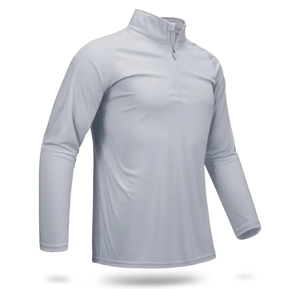 TACVASEN UPF 50+ T-Shirts Men's 1/4 Zip UV Protection Long Sleeve T-Shirts Fishing Hiking Performance Tee Shirts Pullover Tops