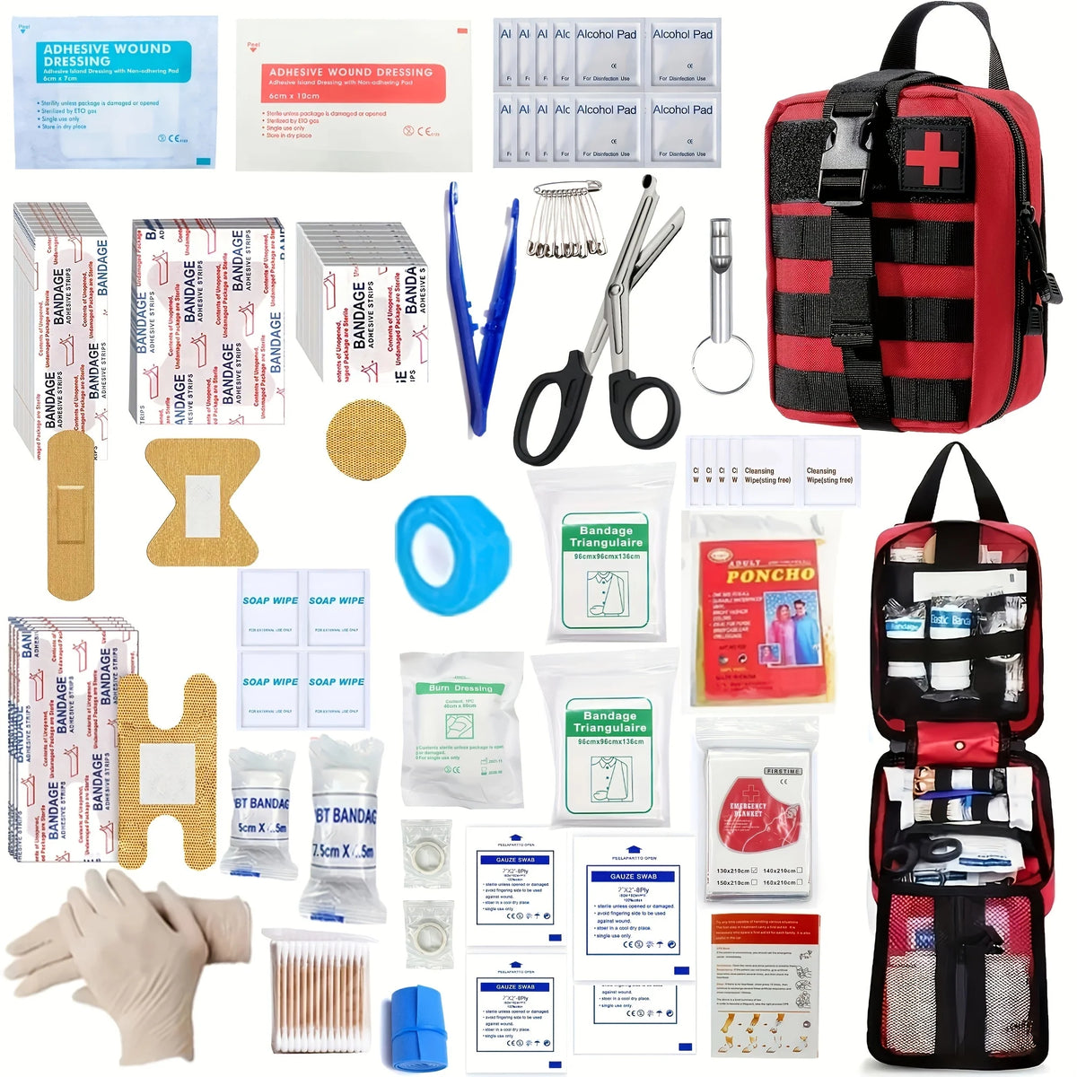150pcs Universal First Aid Kit for Home, Travel, Outdoor & Emergency. Compact & Complete. Fast Delivery!