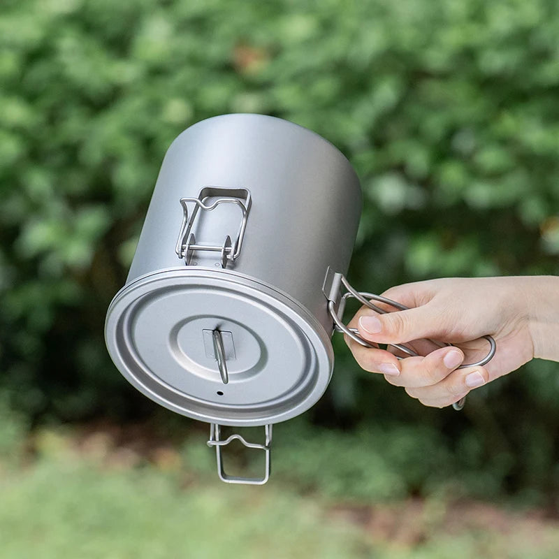 Boundless Voyage Titanium Rice Cooker Pot Ultralight Camping Cookware Set for Outdoor, Hiking, Travelling Ti-2093c
