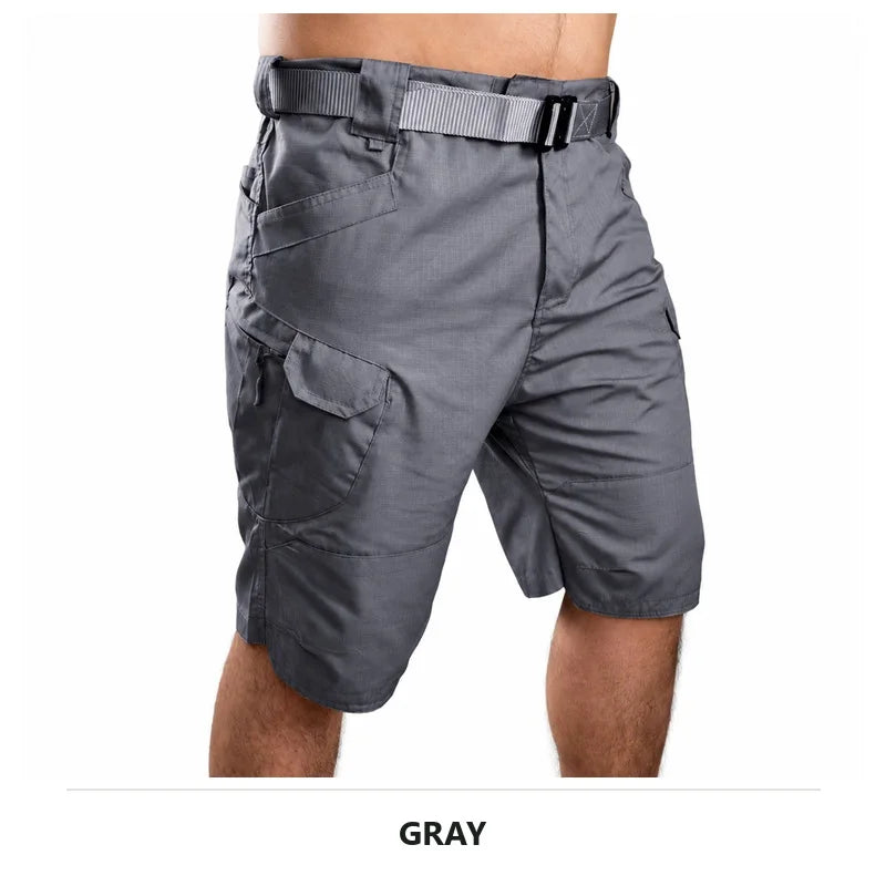 IX7 Men Tactical Cargo Shorts Summer Waterproof Multi Pocket Urban Outdoor Hiking Camping Workwear Plus Size Shorts