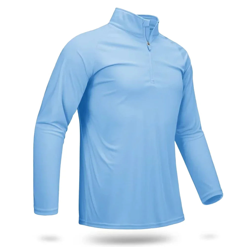 TACVASEN UPF 50+ T-Shirts Men's 1/4 Zip UV Protection Long Sleeve T-Shirts Fishing Hiking Performance Tee Shirts Pullover Tops