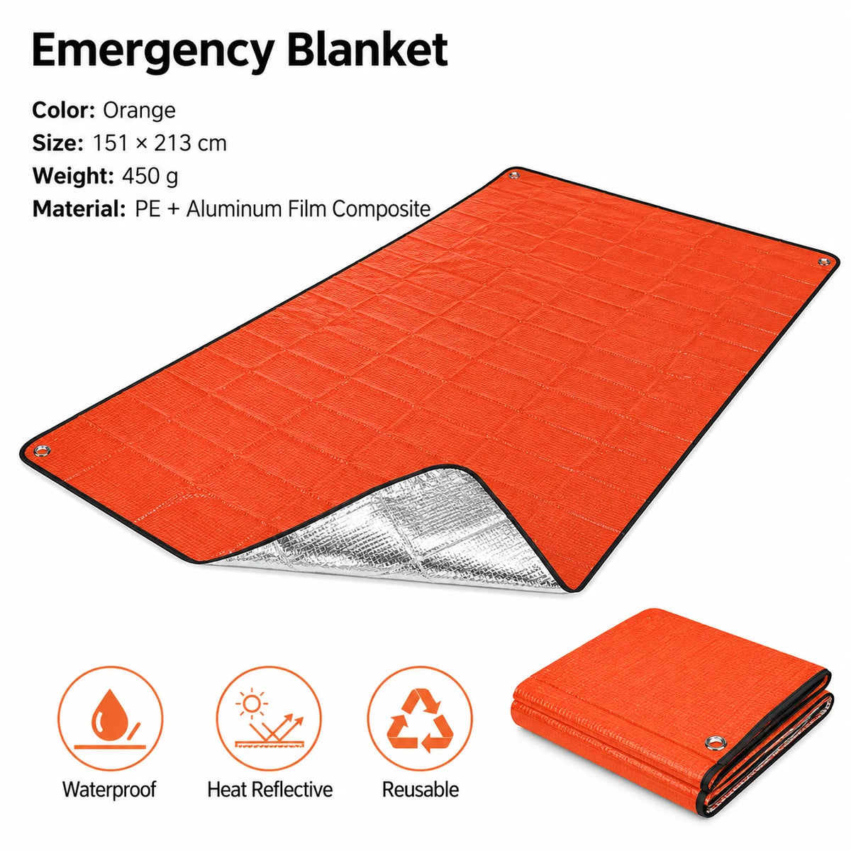 Emergency Thermal Blanket Waterproof Survival Tarp Thickened PE Heat‑Reflective Shelter for Camping Hiking Outdoor Emergency