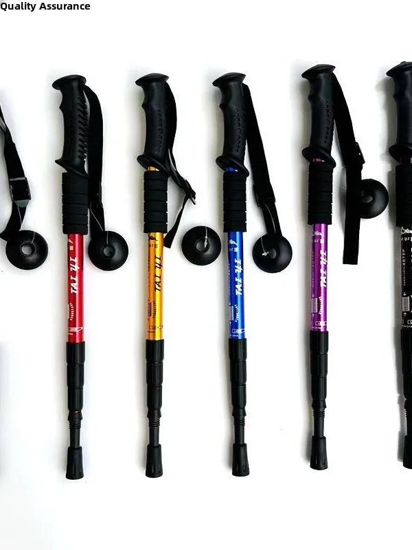 Ultra-Light Titanium Alloy Hiking Cane Anti-Slip Mountain Climbing Stick Outdoor Travel Walking Stick Shock Absorption System