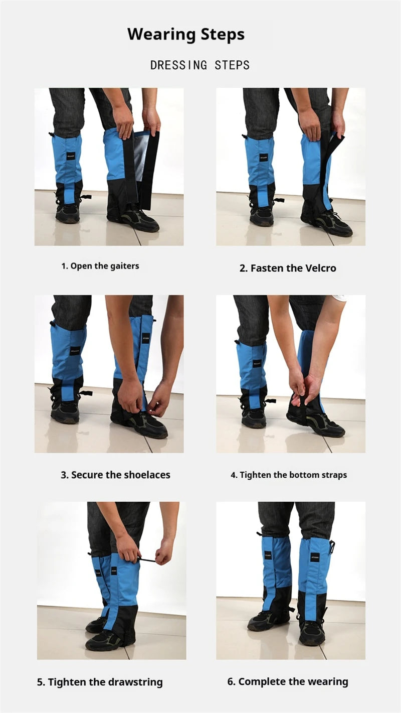 Waterproof Hiking Gaiters Unisex Leg Covers Winter Outdoor Leg Warmers for Climbing Ski Camping Hunting Travel