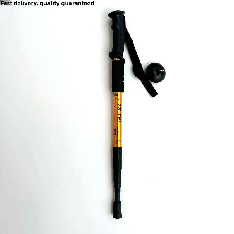 Ultra-Light Titanium Alloy Hiking Cane Anti-Slip Mountain Climbing Stick Outdoor Travel Walking Stick Shock Absorption System