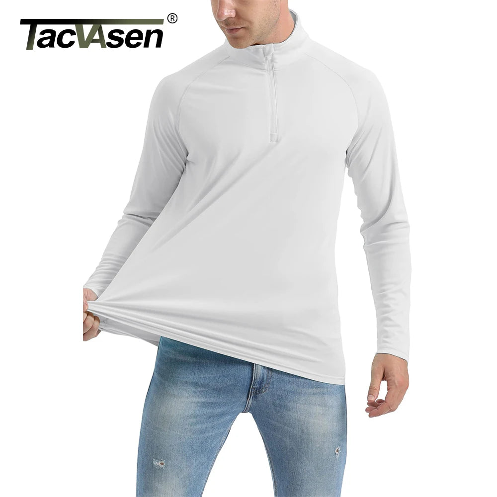 TACVASEN UPF 50+ T-Shirts Men's 1/4 Zip UV Protection Long Sleeve T-Shirts Fishing Hiking Performance Tee Shirts Pullover Tops