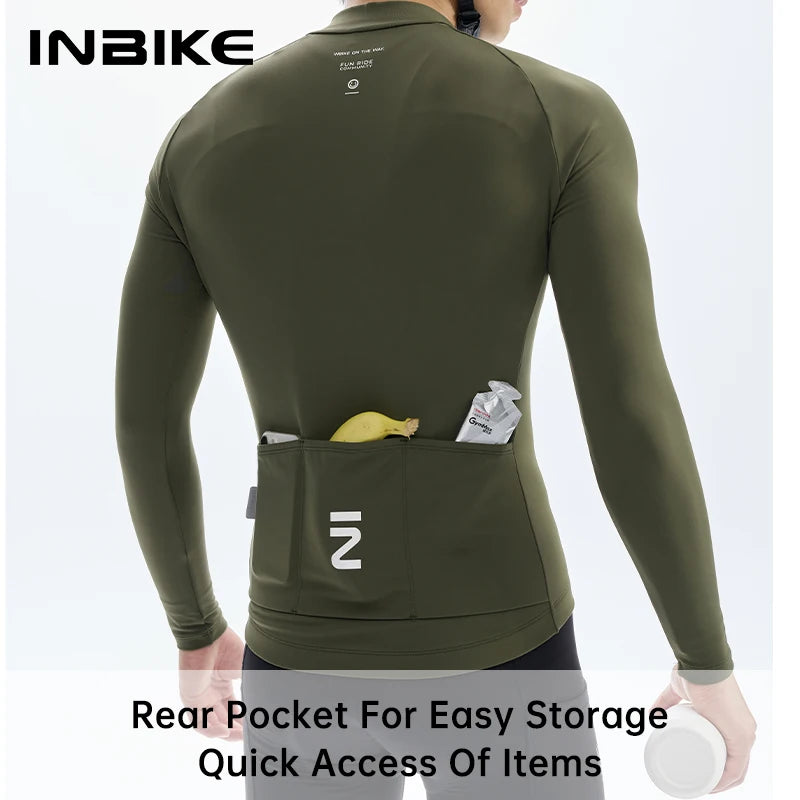 INBIKE Winter Cycling Jersey for Men Fleece Lined Thermal Fleece Bike Top for Cool Weather Road Mountain Road Bicycle Clothing