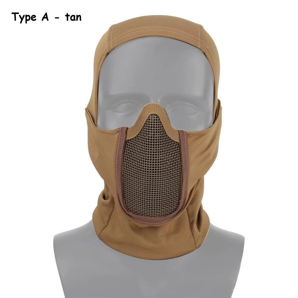 Outdoor Hunting Face Mask Steel Mesh Breathable Tactical CS Airsoft Shooting Balaclava Headwear Headscarf Motorcycle Headgear