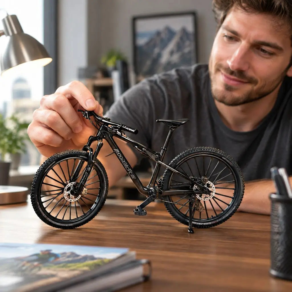 European bikes 1:8 Alloy Mountain Bike Model With Base Features Realistic Gears Dual Suspension Perfect for Cycling Enthusiasts