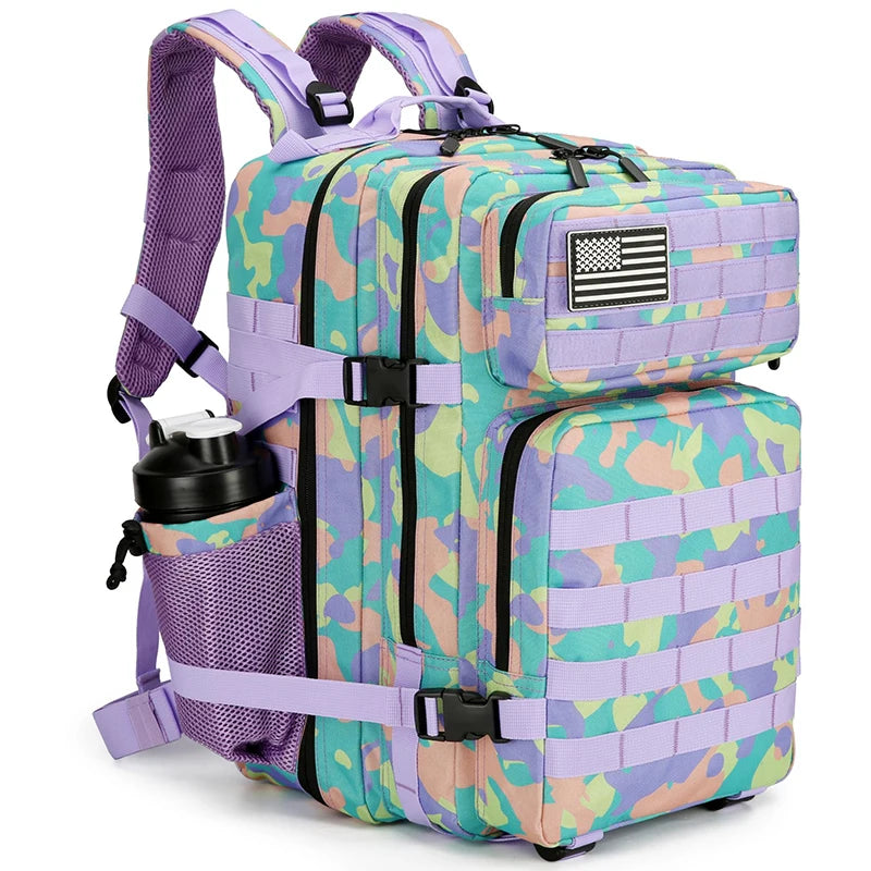 LHI 45L/35L/25L Tactical Backpack for Men and Women Waterproof Athlete Gym Outdoor Bag Travel Hiking Rucksack with Bottle Holder