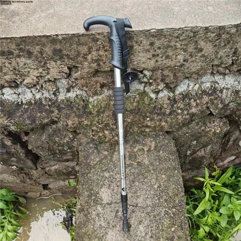 Ultra-Light Titanium Alloy Hiking Cane Anti-Slip Mountain Climbing Stick Outdoor Travel Walking Stick Shock Absorption System