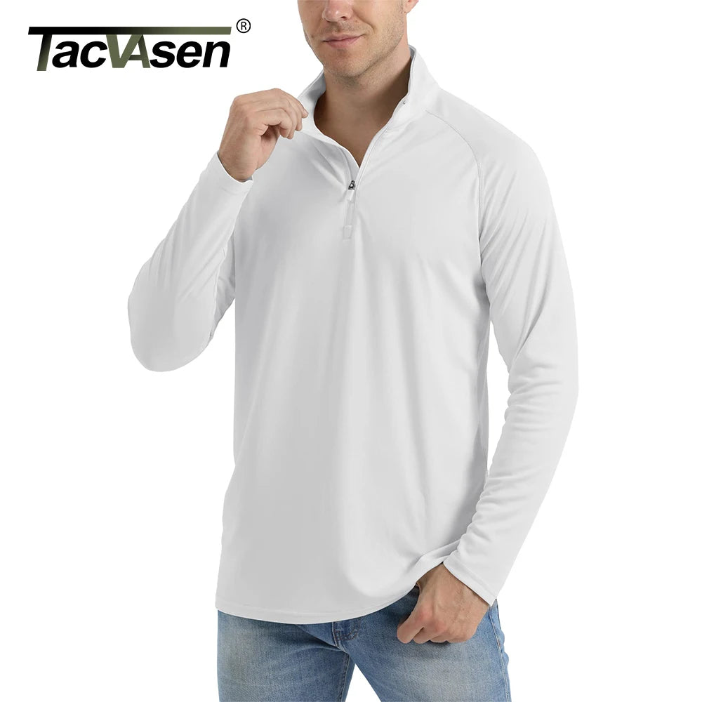 TACVASEN UPF 50+ T-Shirts Men's 1/4 Zip UV Protection Long Sleeve T-Shirts Fishing Hiking Performance Tee Shirts Pullover Tops