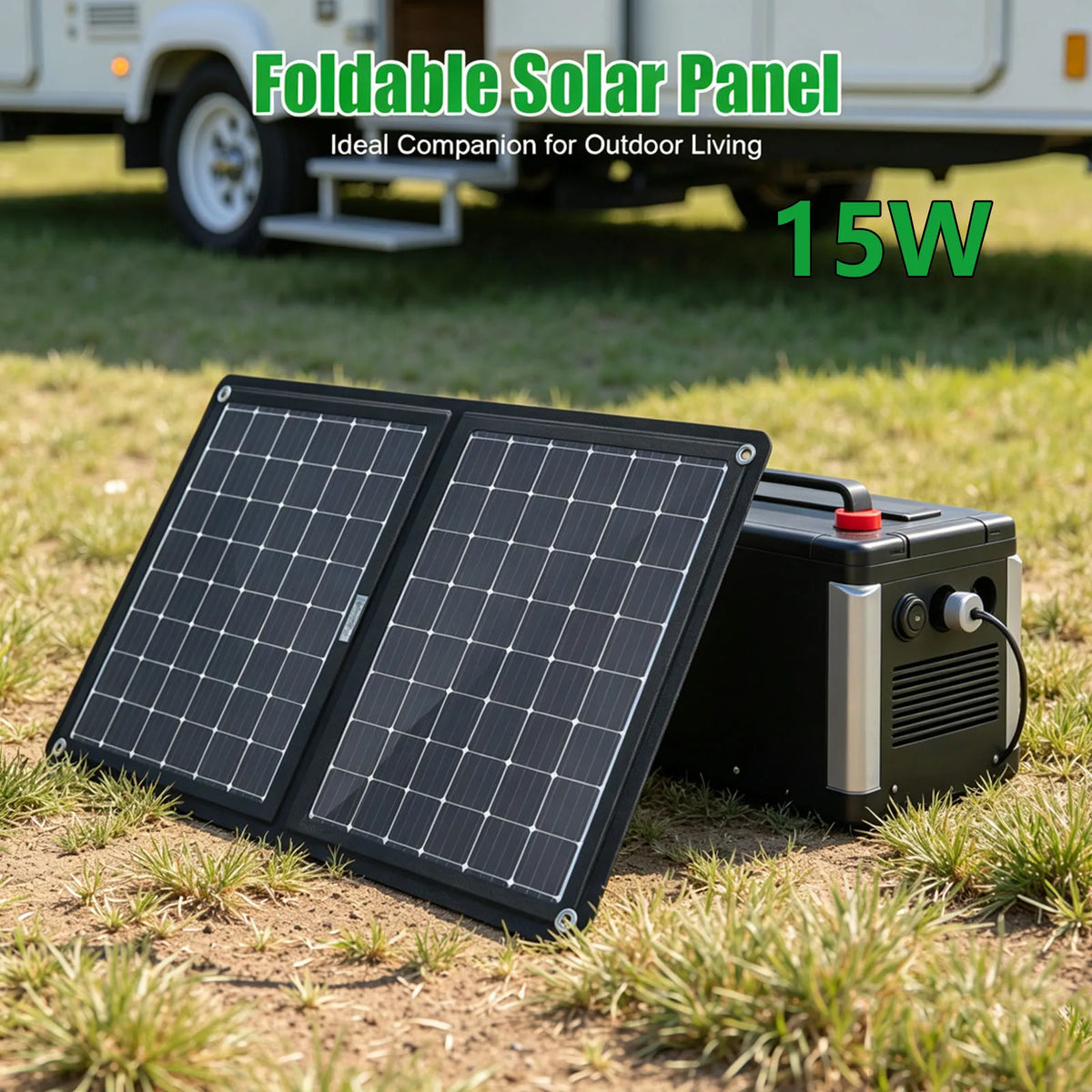 Foldable Solar Panel 15W with 5V/3A USB Type-C Output Portable Solar Charger for Phone Backpacking Camping Hiking