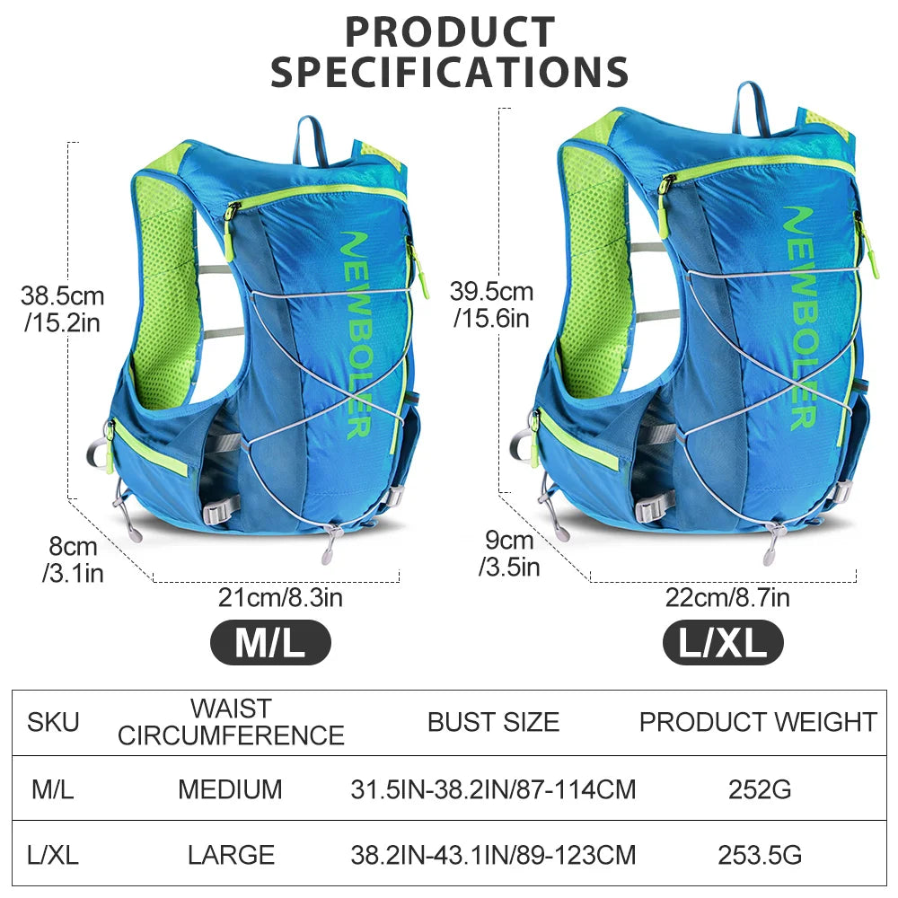 NEWBOLER Running Hydrating Vest Backpack  Cycling Hydration Vest Running Backpack Hiking Marathon Hydrating Bicycle Sports Vest