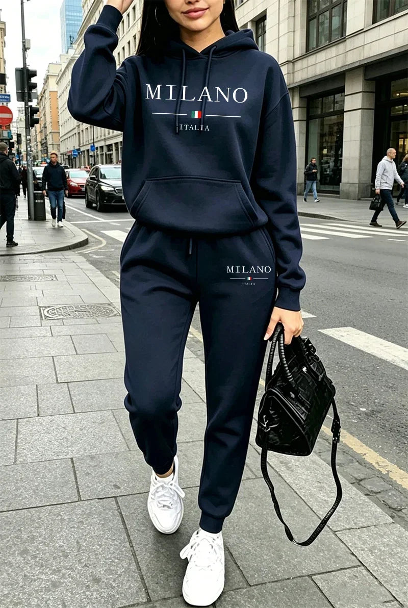 Autumn Winter Womens Outfits Casual Hooded Sweatshirt Outdoors Sports Jogging Woman Clothing Fashion Urban Streets Hoodie Pants