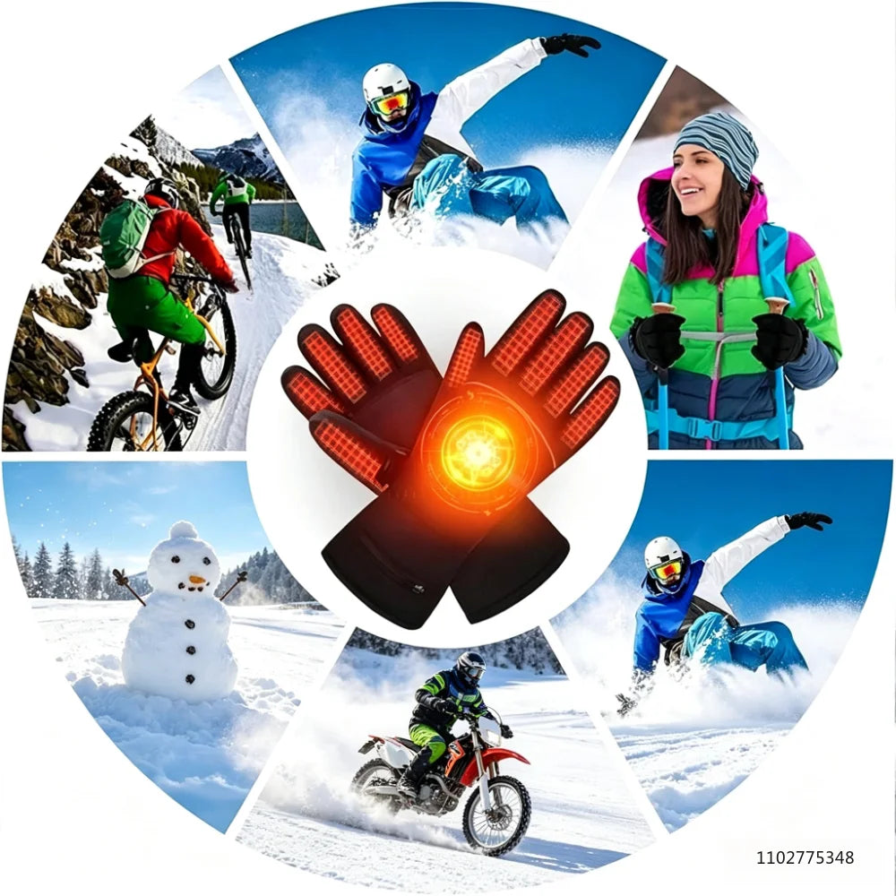 New Heated Gloves for Men Women 6000mAh Rechargeable Electric Heating Gloves Skiing Snowboarding Hiking Motorcycle Gloves